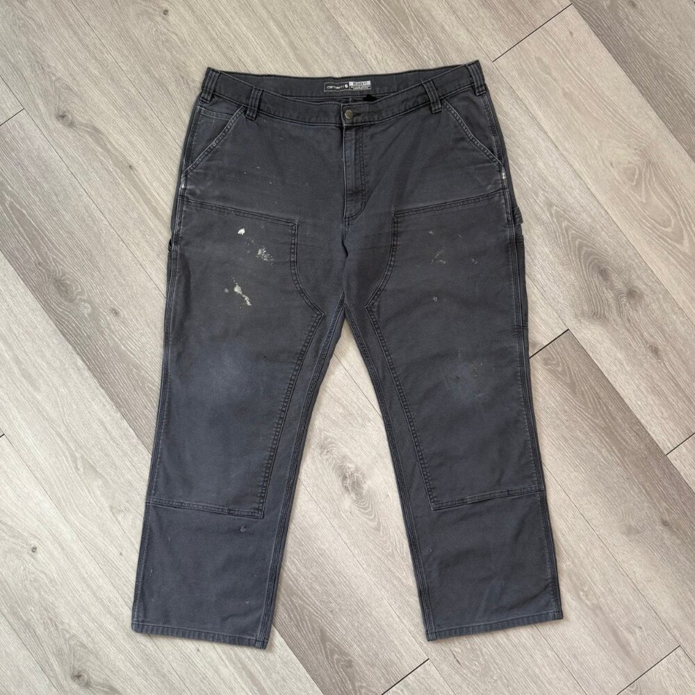 Carhartt Relaxed Fit Duck Double Knee Men's Gray Utility Carpenter Pants - 41x29